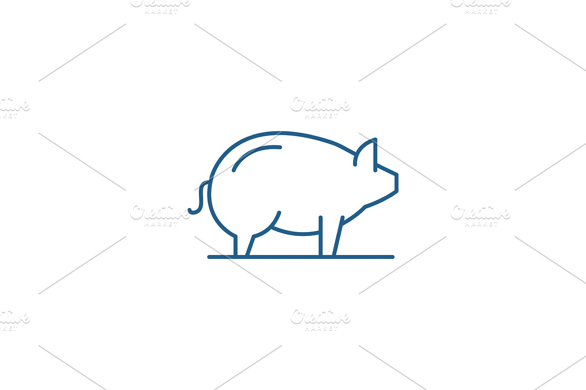 Pig line icon concept. Pig flat in Illustrations - product preview 8