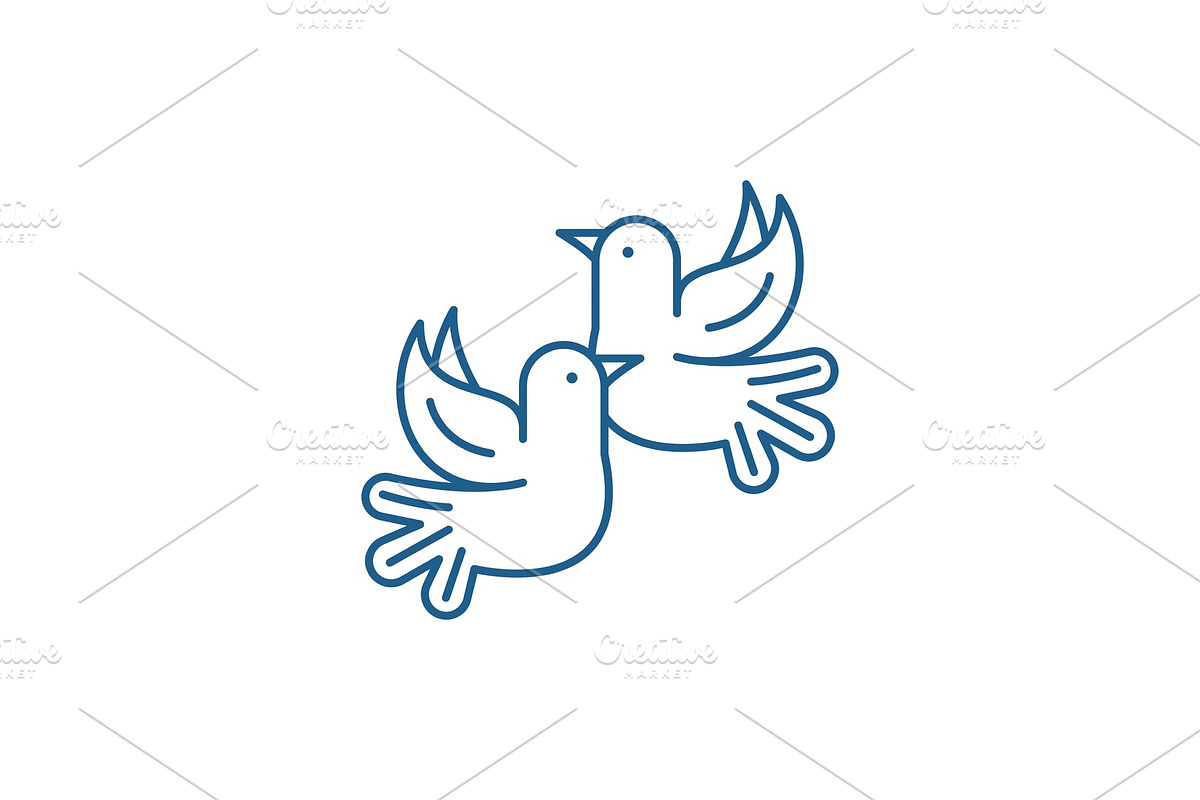 Pigeons line icon concept. Pigeons in Illustrations - product preview 8