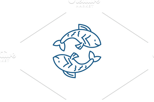 Pisces zodiac sign line icon concept