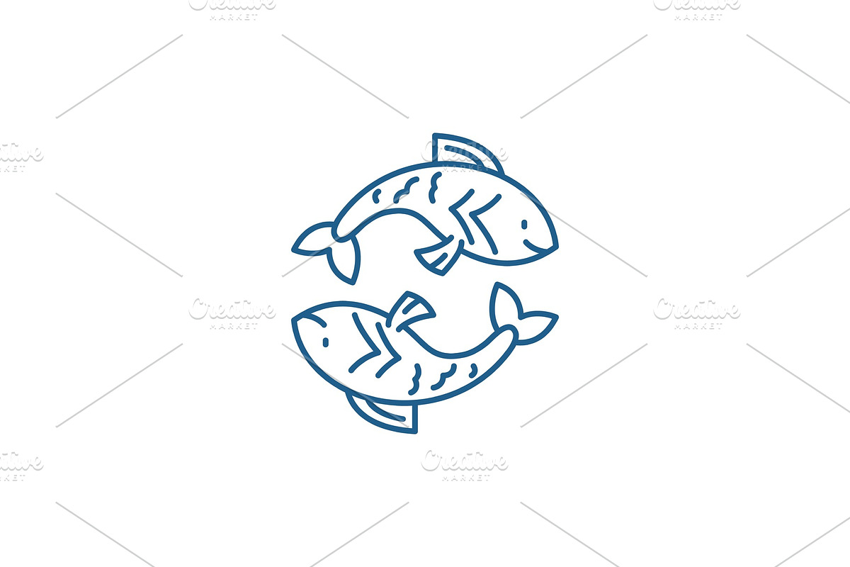 Pisces zodiac sign line icon concept in Textures - product preview 8
