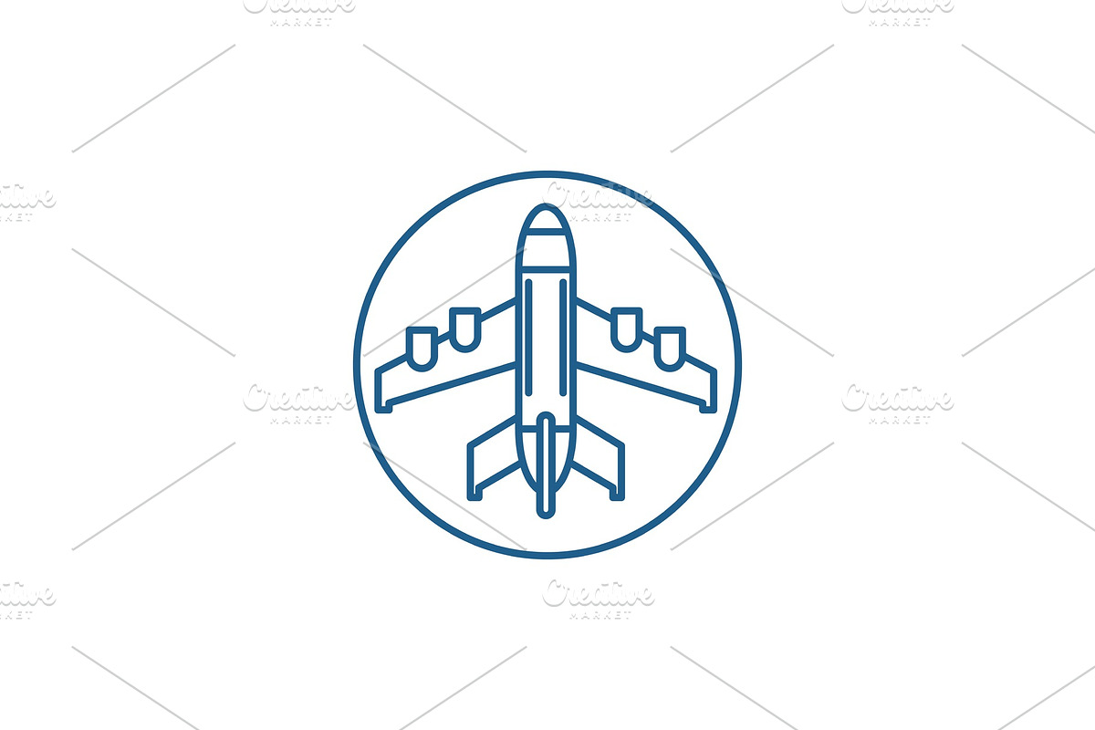 Plane landing line icon concept in Illustrations - product preview 8