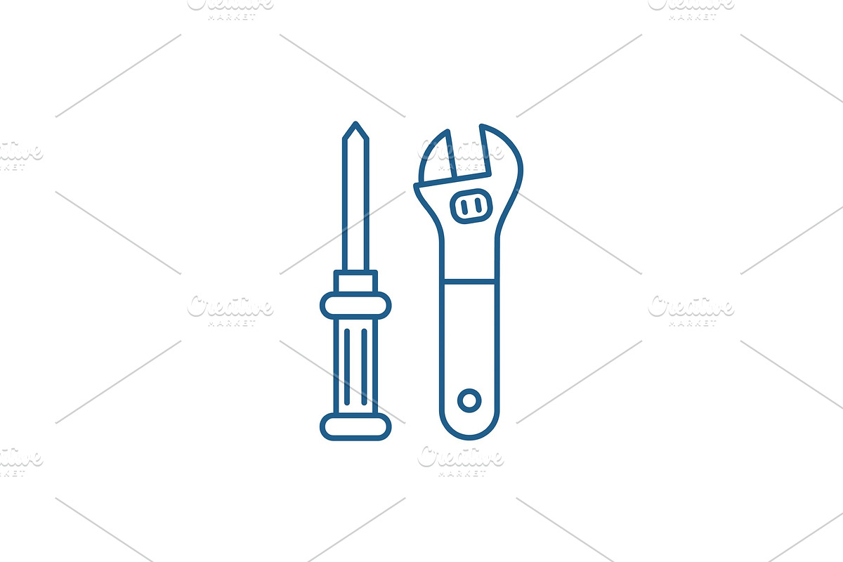 Plumbing tools line icon concept in Illustrations - product preview 8