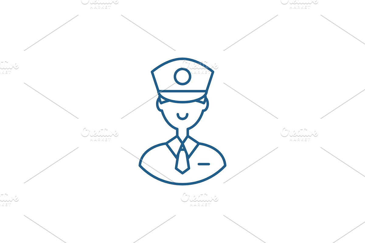 Policeman line icon concept in Illustrations - product preview 8