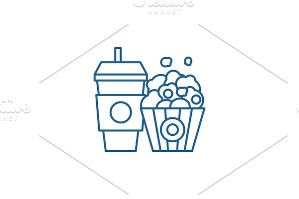 Popcorn and cola line icon concept