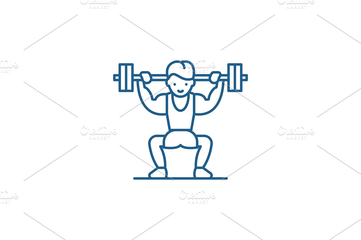Power lifting line icon concept in Illustrations - product preview 8