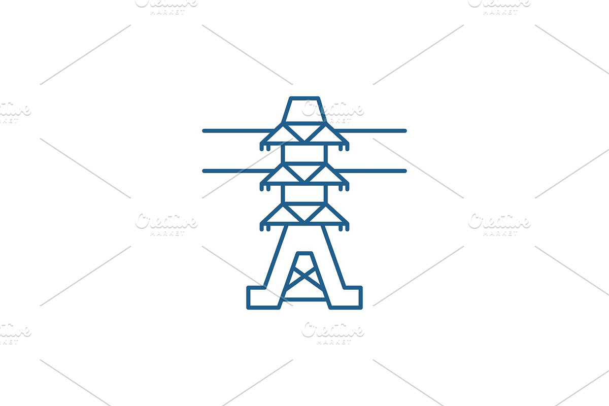 Power lines line icon concept. Power in Illustrations - product preview 8