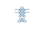 Power lines line icon concept. Power