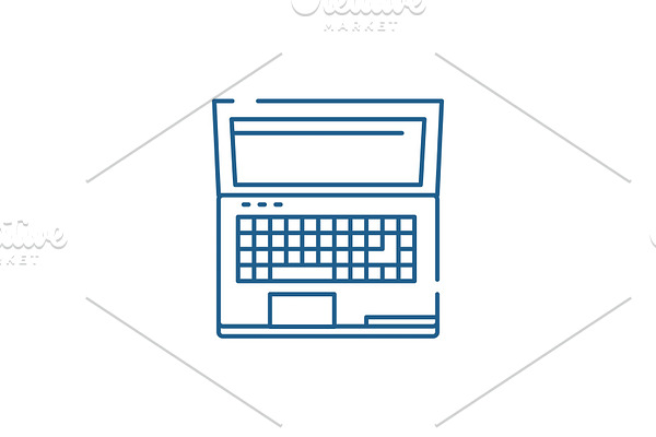 Powerful laptop line icon concept
