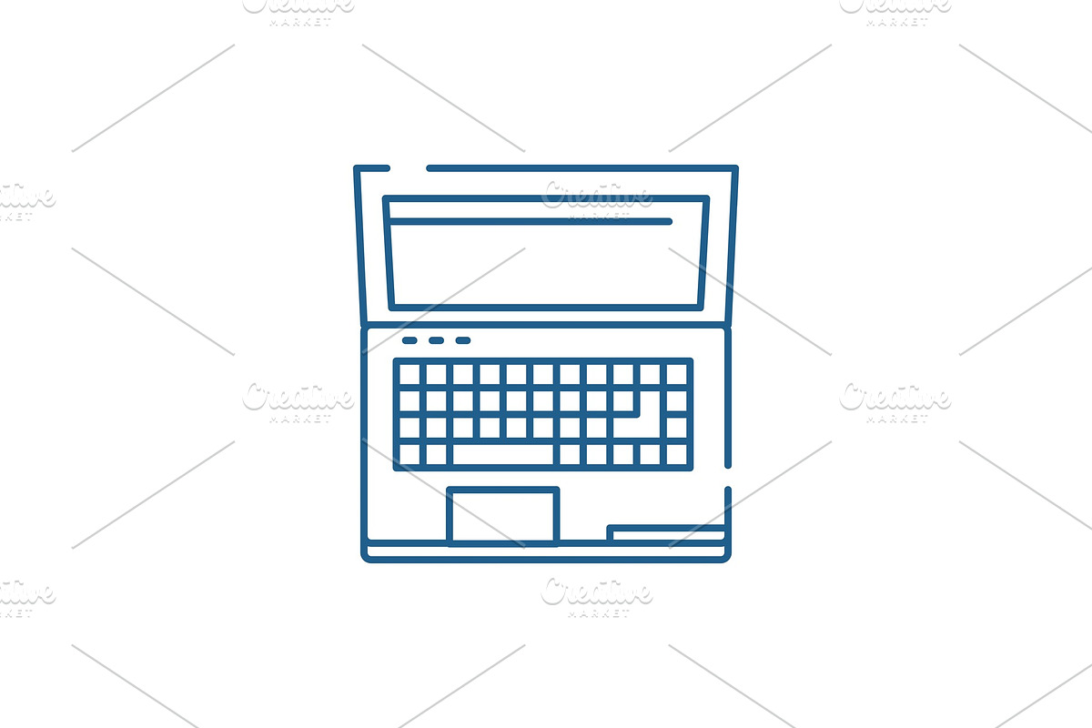 Powerful laptop line icon concept in Illustrations - product preview 8
