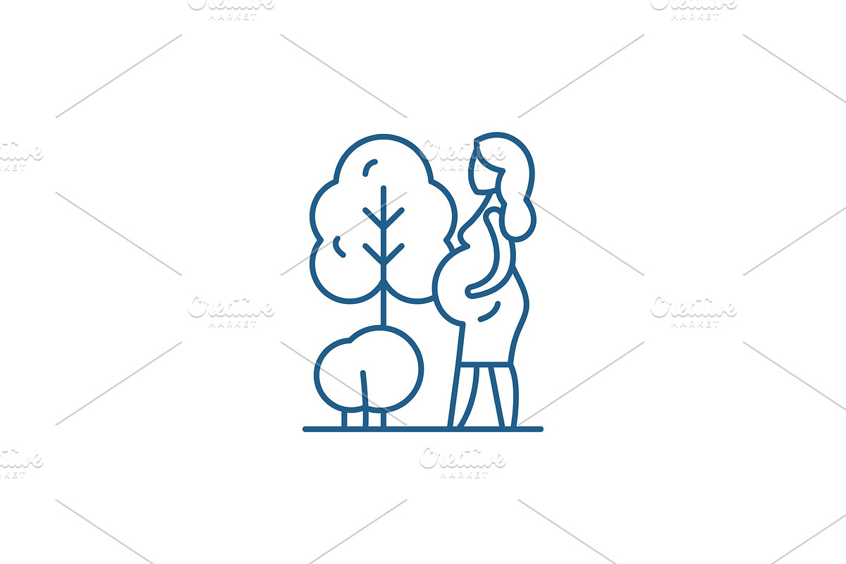 Pregnant woman line icon concept in Illustrations - product preview 8