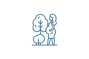 Pregnant woman line icon concept