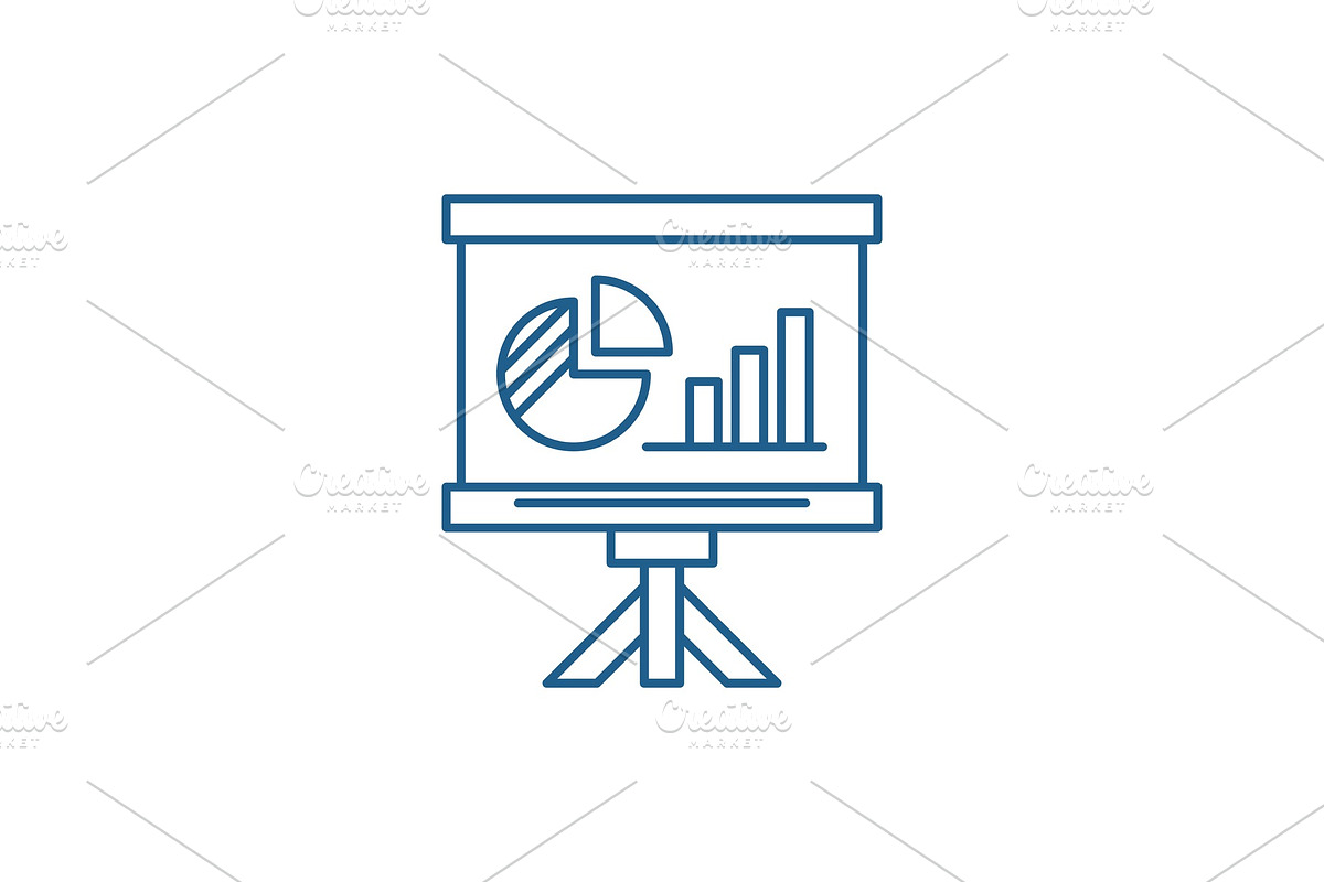 Presentation board line icon concept in Illustrations - product preview 8