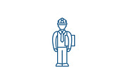 Production manager line icon concept