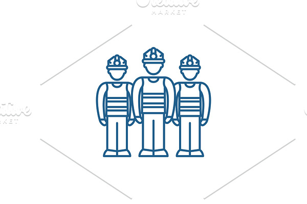 Production team line icon concept