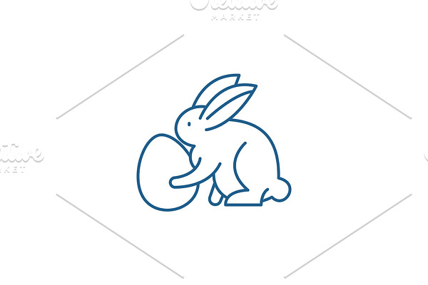 Rabbit with eggs line icon concept