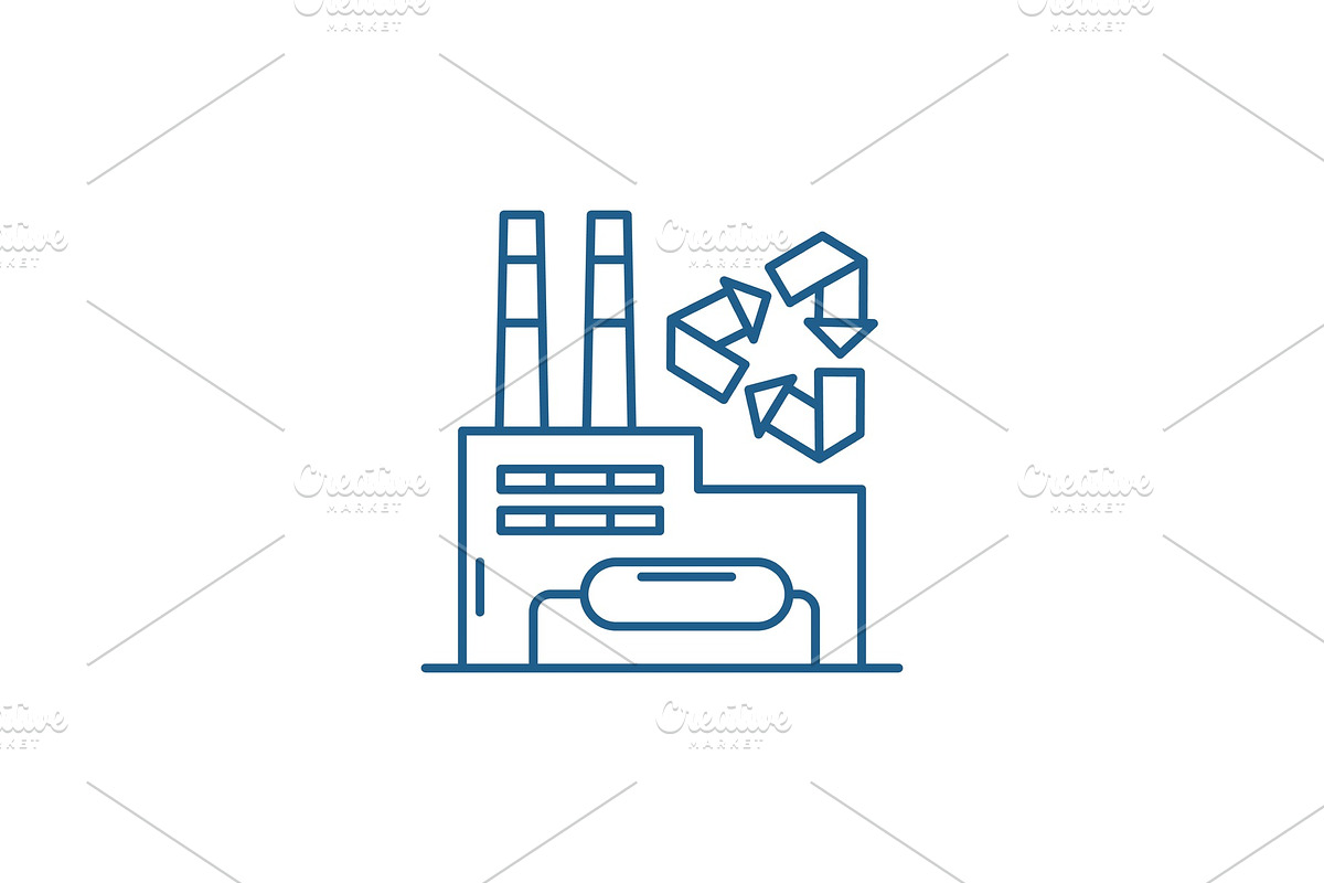 Recycling plant line icon concept in Illustrations - product preview 8