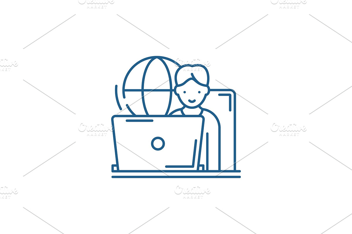 Remote work line icon concept in Illustrations - product preview 8