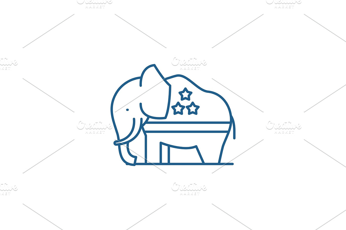Republican elephant line icon in Objects - product preview 8