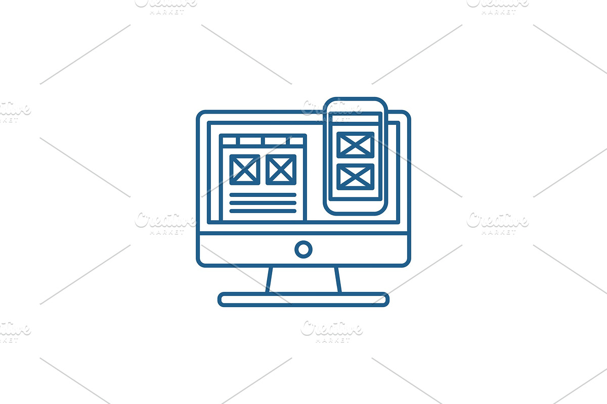 Responsive app design line icon in Illustrations - product preview 8