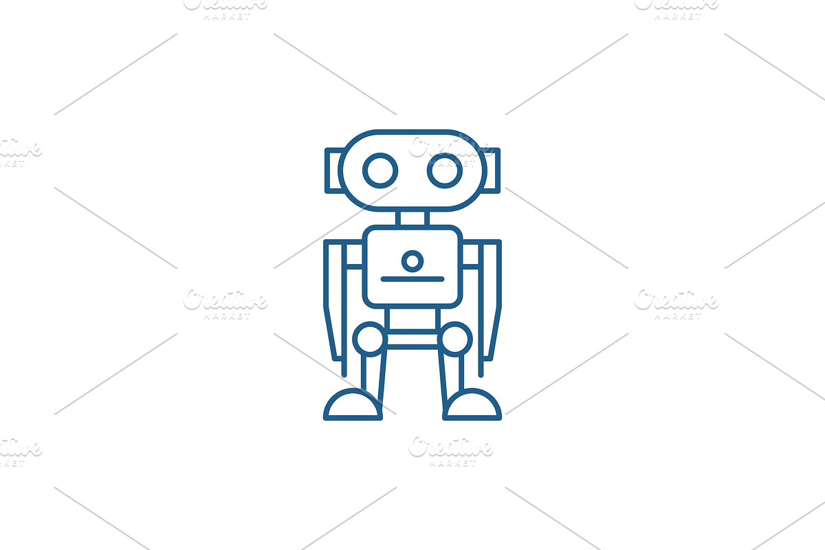 Robot line icon concept. Robot flat in Illustrations - product preview 8