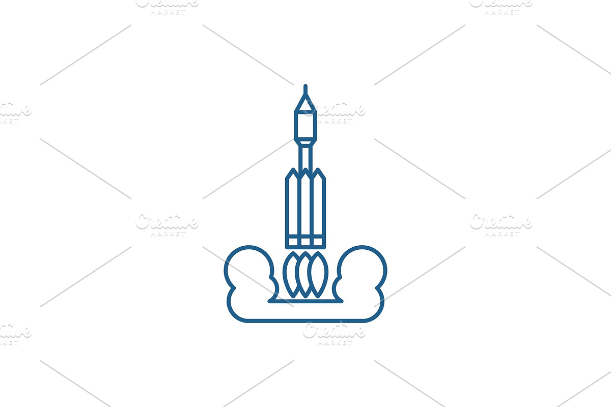 Rocket launch into space line icon in Illustrations - product preview 8