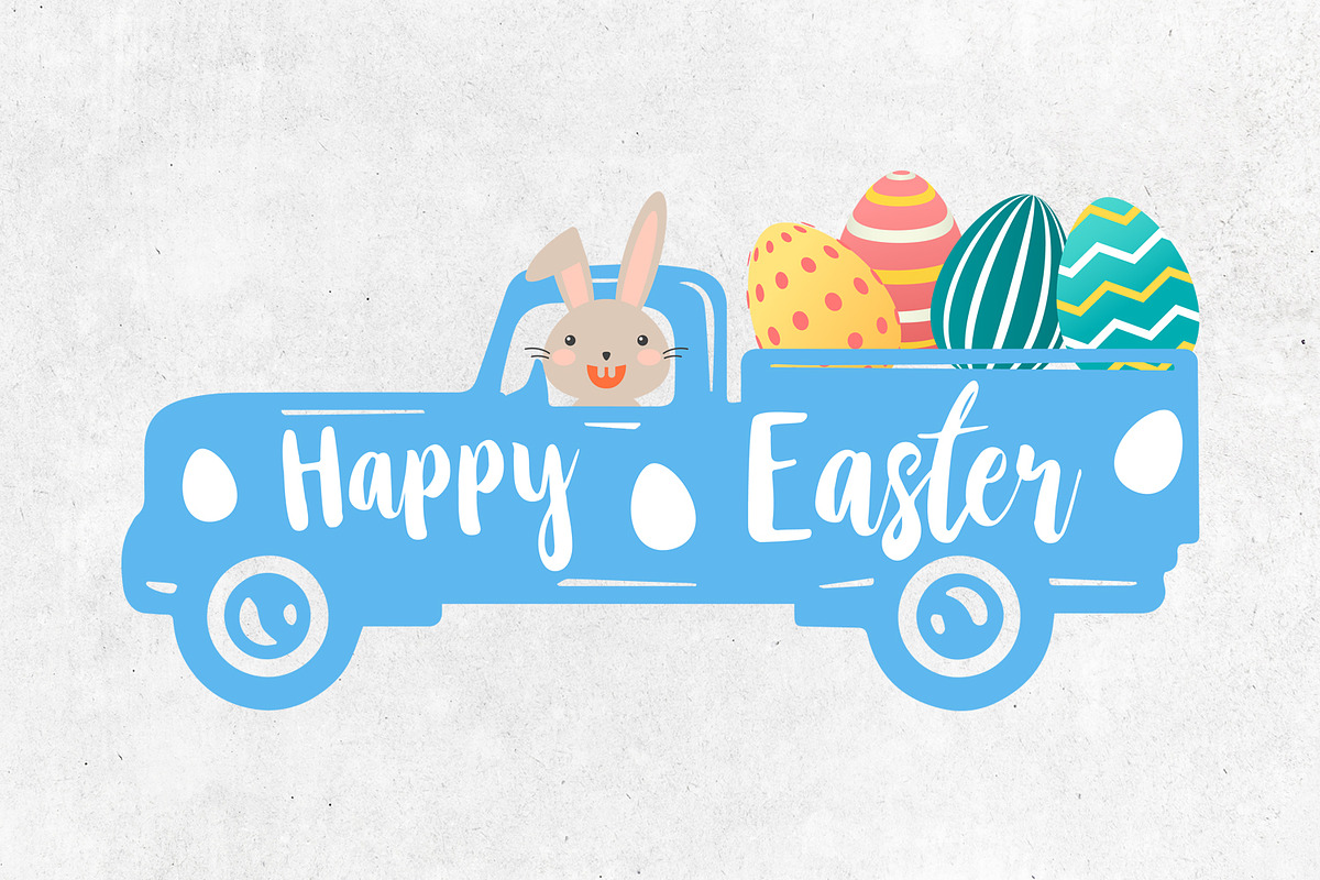 Happy Easter Truck Svg in Objects - product preview 8