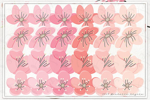 Cherry Blossoms 04 Pink and Peach in Illustrations - product preview 2