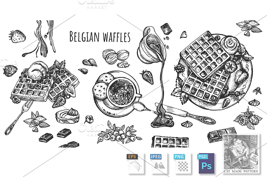 Belgian waffles in Illustrations - product preview 8