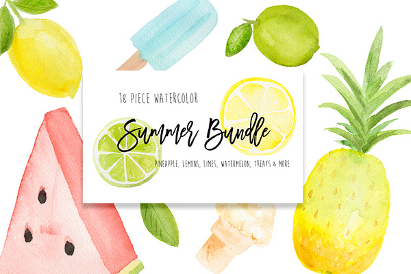 Summer Lemon Fruit Clip Art Bundle