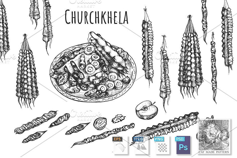 Georgian churchkhela composition in Illustrations - product preview 8