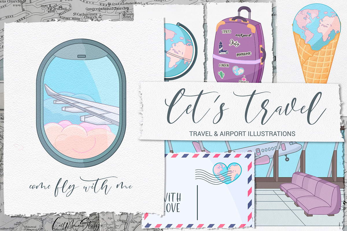 Let's travel. Travel illustrations in Illustrations - product preview 8
