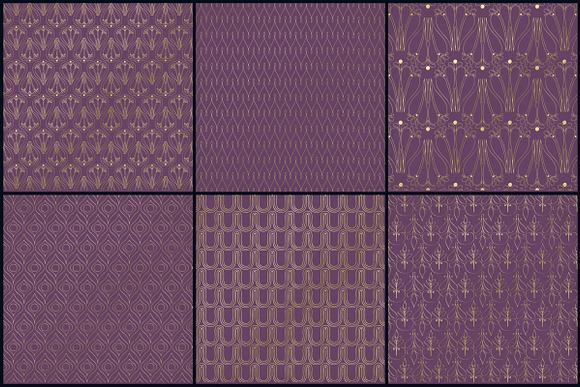 Aubergine & Gold Foil Digital Papers in Patterns - product preview 1