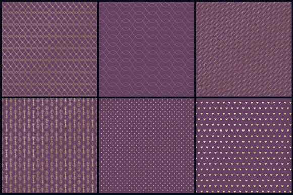 Aubergine & Gold Foil Digital Papers in Patterns - product preview 2