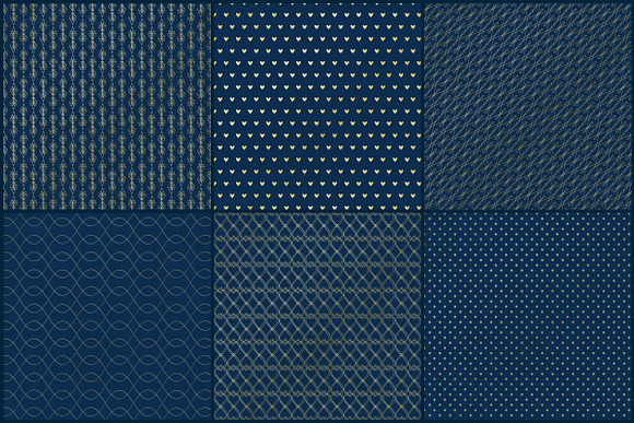 Navy Blue & Gold Foil Papers in Patterns - product preview 1