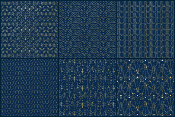 Navy Blue & Gold Foil Papers in Patterns - product preview 2