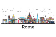 Outline Rome Italy City Skyline
