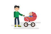 Father with baby in stroller