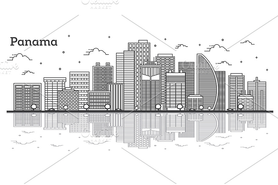 Outline Panama City Skyline in Illustrations - product preview 8