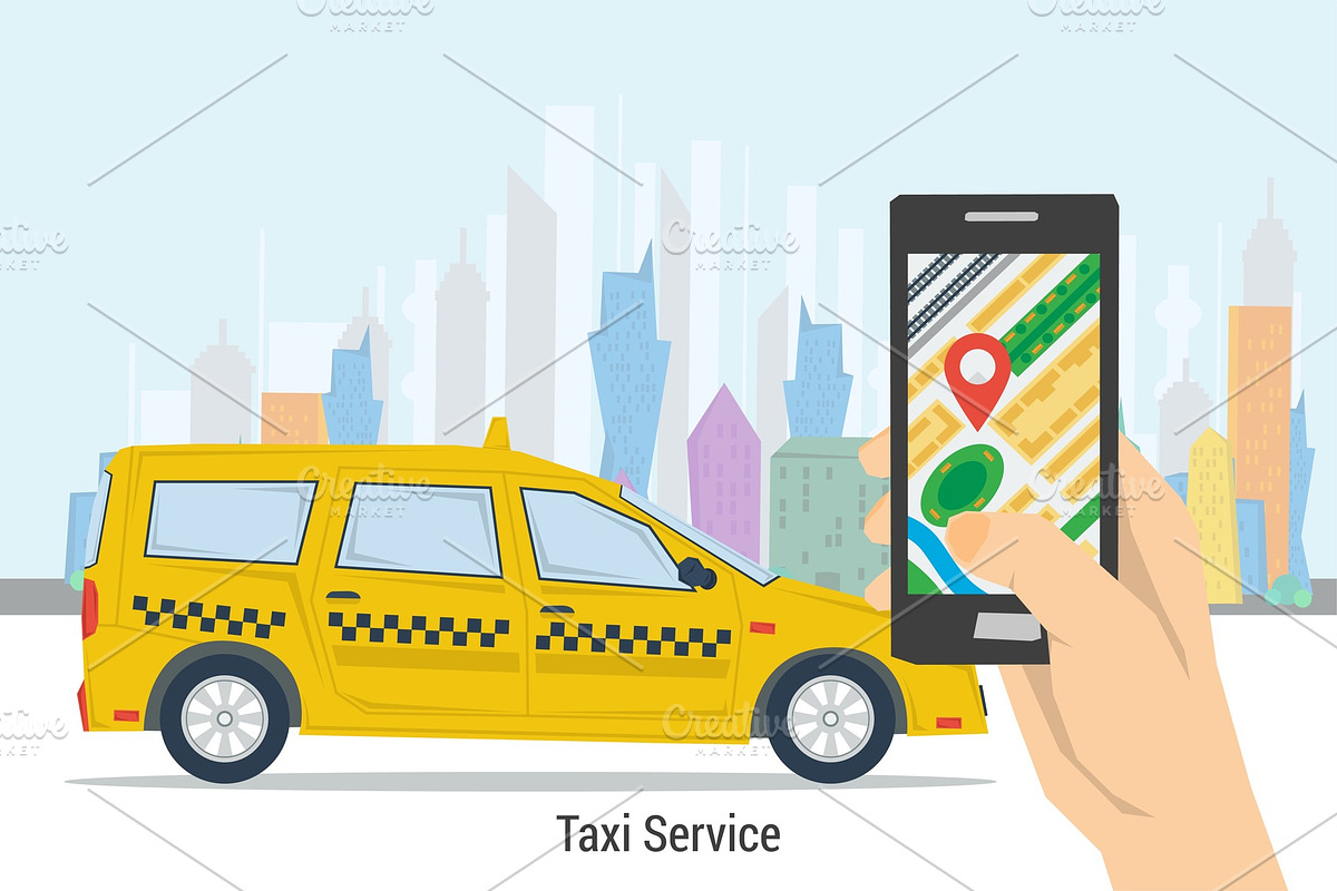 Mobile taxi order - best service in Illustrations - product preview 8