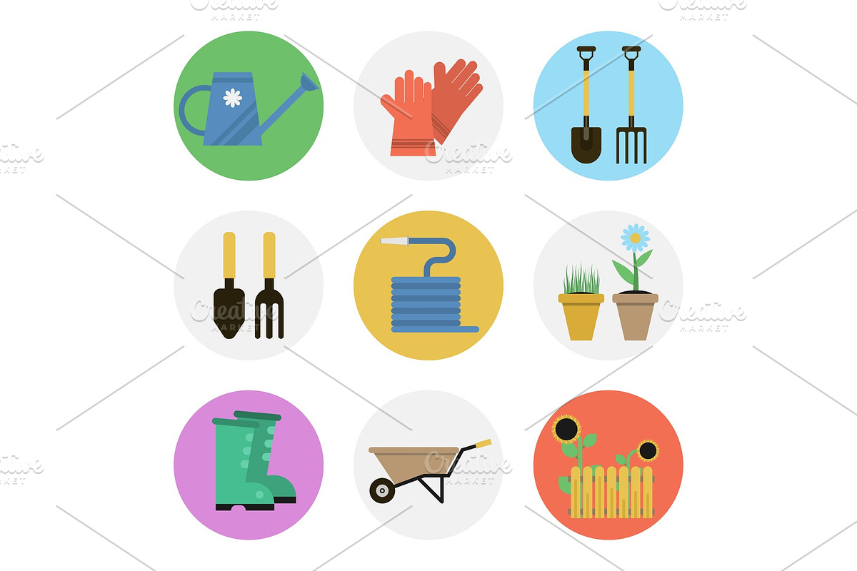 Nine color flat icon set - GARDENING in Illustrations - product preview 8