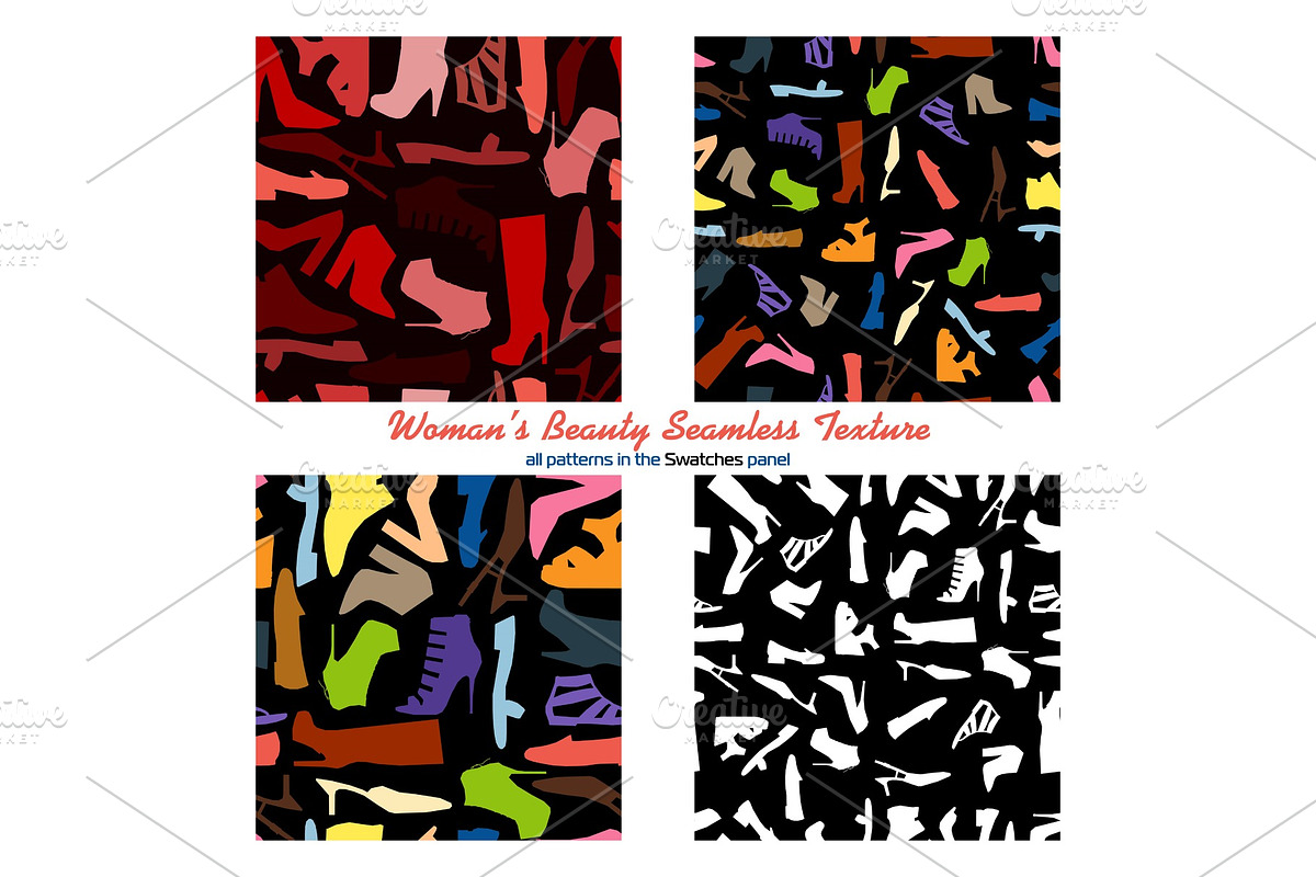 Set of four seamless pattern - woman in Illustrations - product preview 8