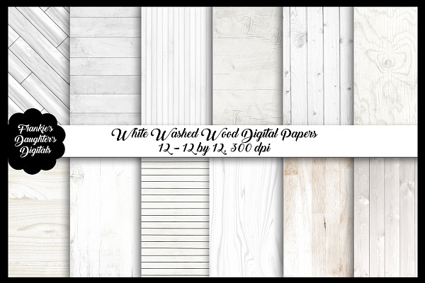 White Washed Wood Digital Papers