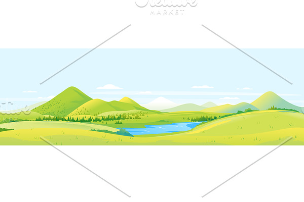 Large panorama of hills and slopes