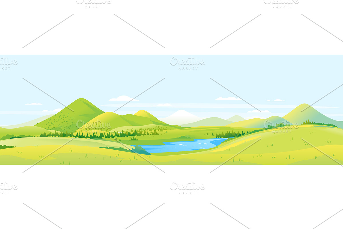 Large panorama of hills and slopes in Illustrations - product preview 8