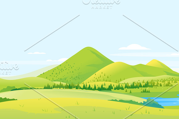 Large panorama of hills and slopes in Illustrations - product preview 1