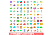 100 project planning icons set
