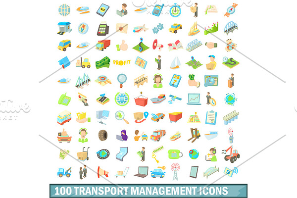 100 transport management icons set