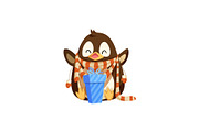 Penguin in Scarf with Mittens and