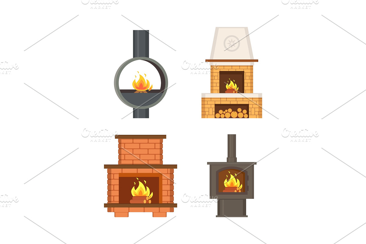 Fireplace with Logs and Fire Flames in Objects - product preview 8