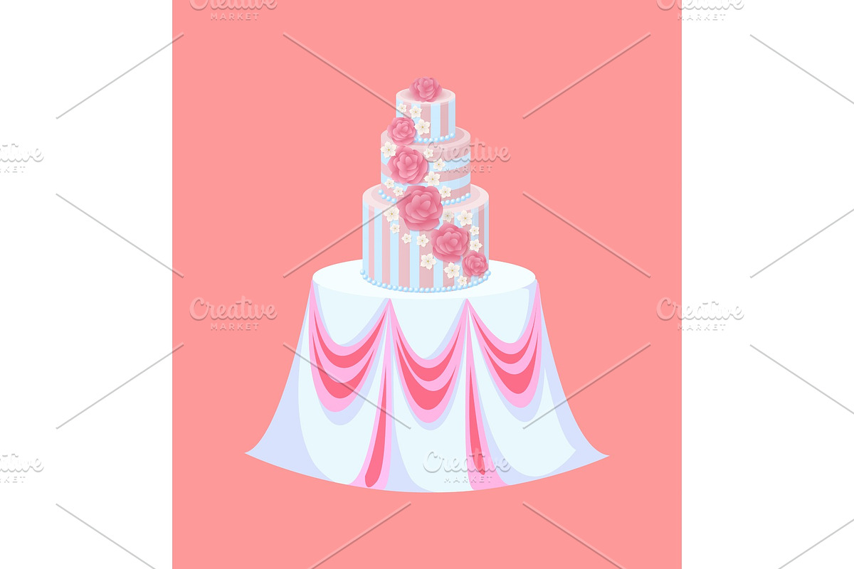 Wedding Cake on Table with in Illustrations - product preview 8